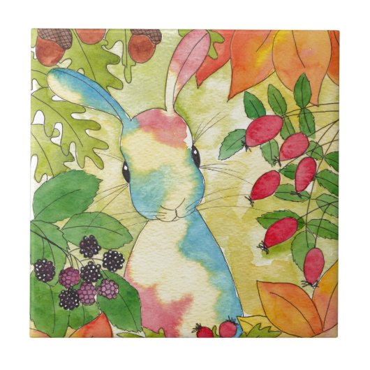 Autumn Bunny van Peppermint Art Tegeltje (Voorkant)