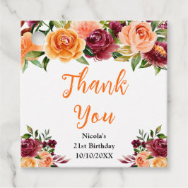 Autumn Burgundy and Orange Birthday Thank You Bedankjes Labels