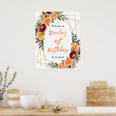 Autumn Burgundy and Orange Birthday Welcome Poster (Keuken)