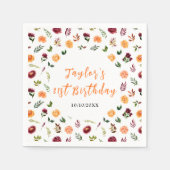 Autumn Burgundy and Orange Floral Birthday Servet (Voorkant)