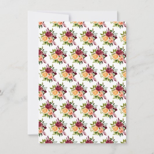 Autumn Burgundy and Orange Floral Bridal Shower Bedankkaart (Achterkant)