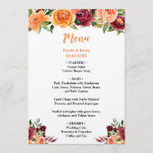 Autumn Burgundy and Orange Floral Wedding Menu (Voorkant)