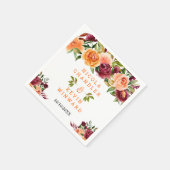 Autumn Burgundy and Orange Floral Wedding Servet (Hoek)