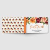 Autumn Burgundy and Orange Flowers Birthday Gastenboek (Volledig)
