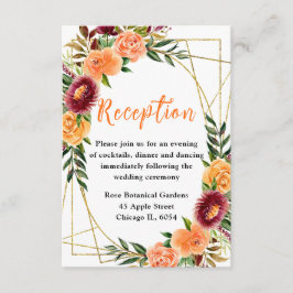 Autumn Burgundy and Orange Flowers Informatiekaartje