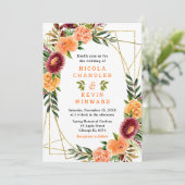 Autumn Burgundy and Orange Flowers Kaart (Staand voorkant)