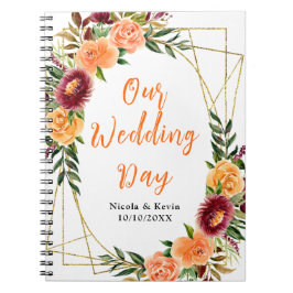 Autumn Burgundy and Orange Flowers Notitieboek