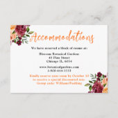 Autumn Burgundy and Orange Wedding Accommodations Informatiekaartje (Voorkant)