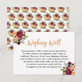 Autumn Burgundy and Orange Wedding Wishing Well Informatiekaartje