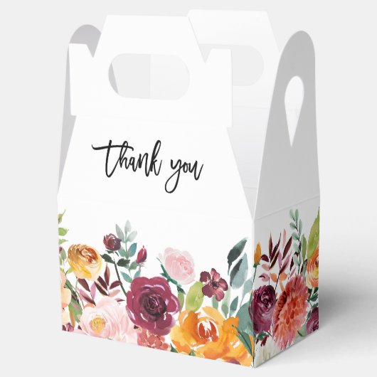 Autumn Burgundy Blush Floral Blossom Bridal Lunch Bedankdoosjes (Geopend)