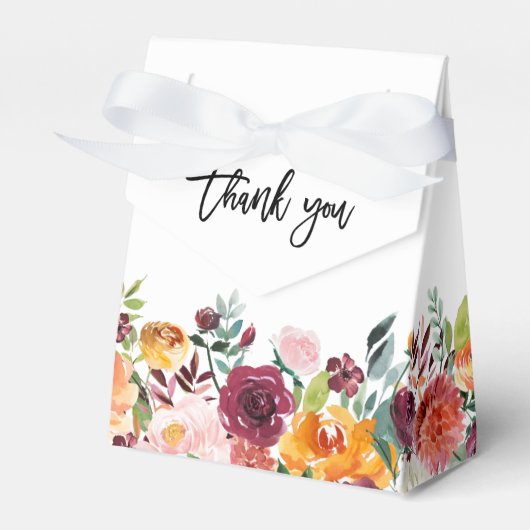 Autumn Burgundy Blush Floral Blossom Vrijgezellenf Bedankdoosjes (Voorkant Zijde)