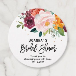 Autumn Burgundy Blush Floral Blossom Vrijgezellenf Bedankjes Labels