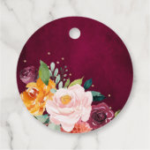 Autumn Burgundy Blush Floral Blossom Vrijgezellenf Bedankjes Labels (Achterkant)