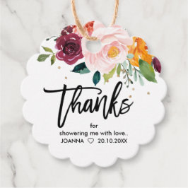 Autumn Burgundy Blush Floral Blossom Vrijgezellenf Bedankjes Labels