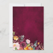 Autumn Burgundy Blush Floral Blossom Vrijgezellenf Kaart (Achterkant)