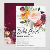 Autumn Burgundy Blush Floral Blossom Vrijgezellenf Kaart (Voorkant / Achterkant)