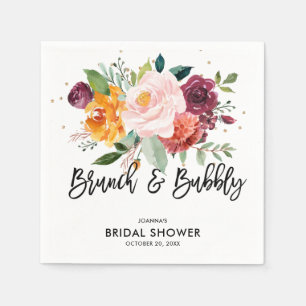 Autumn Burgundy Blush Floral Blossom Vrijgezellenf Servet