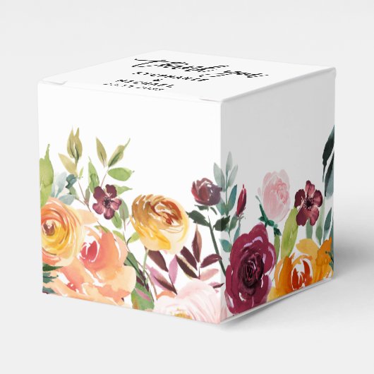 Autumn Burgundy Blush Floral Blossom Wedding Bedankdoosjes (Voorkant Zijde)