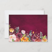 Autumn Burgundy Blush Floral Blossom Wedding Bedankkaart (Achterkant)