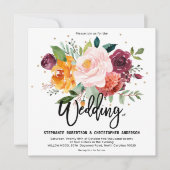 Autumn Burgundy Blush Floral Blossom Wedding Kaart (Voorkant)