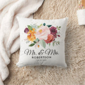 Autumn Burgundy Blush Floral Blossom Wedding Kussen (Deken)