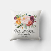 Autumn Burgundy Blush Floral Blossom Wedding Kussen (Achterkant)