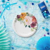 Autumn Burgundy Blush Floral Blossom Wedding Papieren Bordje (Feest)