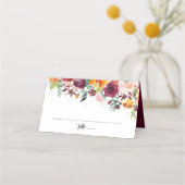 Autumn Burgundy Blush Floral Blossom Wedding Plaatskaartje (Voorkant)