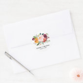 Autumn Burgundy Blush Floral Blossom Wedding Ronde Sticker (Envelop)
