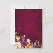 Autumn Burgundy Blush Floral Blossom Wedding RSVP Kaartje (Achterkant)