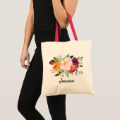Autumn Burgundy Blush Floral Blossom Wedding Tote Bag (Voorkant (product))