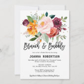 Autumn Burgundy Blush Floral Brunch & Bubble Invem Kaart (Voorkant)