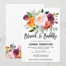 Autumn Burgundy Blush Floral Brunch & Bubble Invem