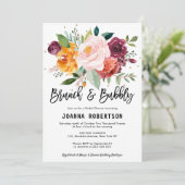 Autumn Burgundy Blush Floral Brunch & Bubble Kaart (Staand voorkant)