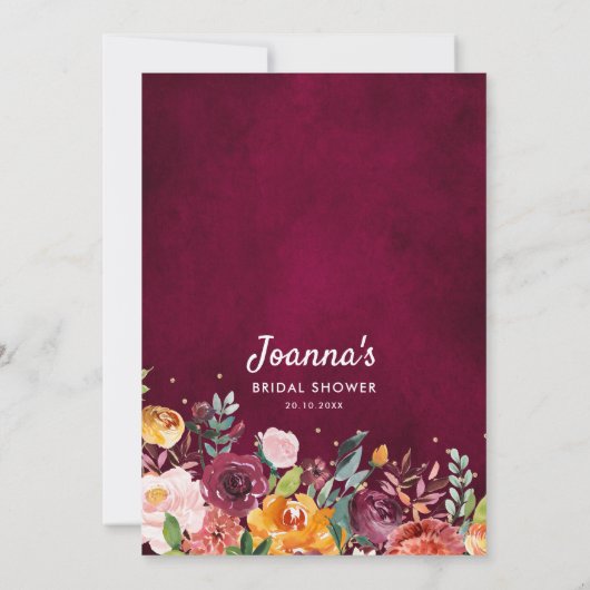 Autumn Burgundy Blush Floral Vrijgezellenfeest gam Kaart (Achterkant)