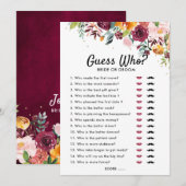 Autumn Burgundy Blush Floral Vrijgezellenfeest gam Kaart (Voorkant / Achterkant)