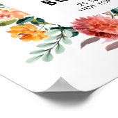 Autumn Burgundy Blush Floral Weddenschap Welkom Poster (Hoek)