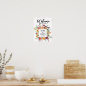 Autumn Burgundy Blush Floral Weddenschap Welkom Poster (Keuken)