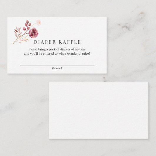 Autumn Burgundy Diaper Raffle Enclosure Kaart (Voorkant / Achterkant)