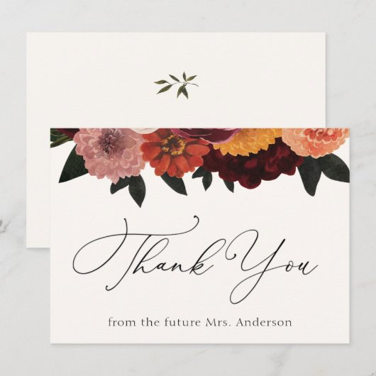 Autumn Burgundy Floral bedankt (Voorkant / Achterkant)