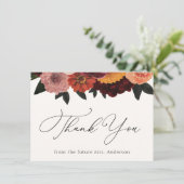 Autumn Burgundy Floral bedankt (Staand voorkant)