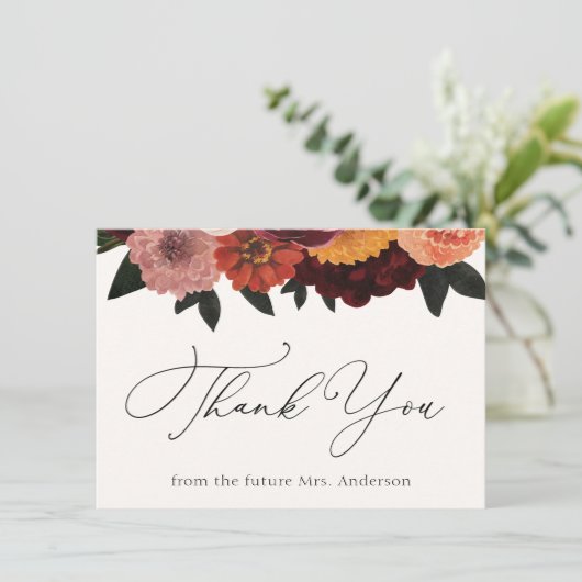 Autumn Burgundy Floral bedankt (Staand voorkant)