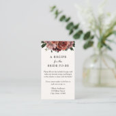 Autumn Burgundy Floral Bridal Recipe Verzoek Informatiekaartje (Staand voorkant)
