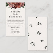 Autumn Burgundy Floral Bridal Recipe Verzoek Informatiekaartje (Voorkant / Achterkant)
