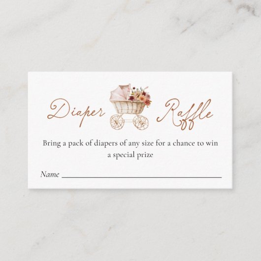 Autumn Burgundy Floral Diaper Raffle Ticket  Informatiekaartje (Voorkant)