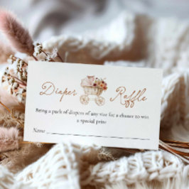 Autumn Burgundy Floral Diaper Raffle Ticket  Informatiekaartje
