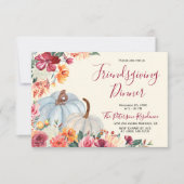Autumn Burgundy Floral Friendsgiving Kaart (Voorkant)