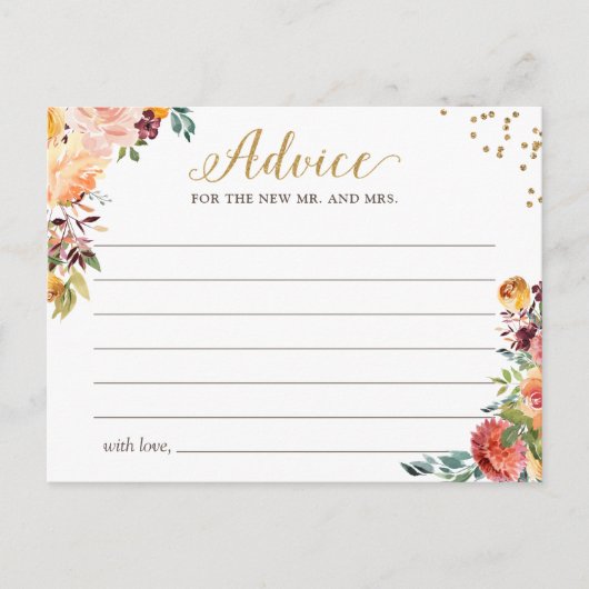 Autumn Burgundy Floral Gold Words of Advice Kaart (Voorkant)