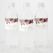 Autumn Burgundy Floral Water Fles Label Waterfles Etiket (Flessen)