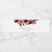 Autumn Burgundy Floral Water Fles Label Waterfles Etiket (Enkel label)